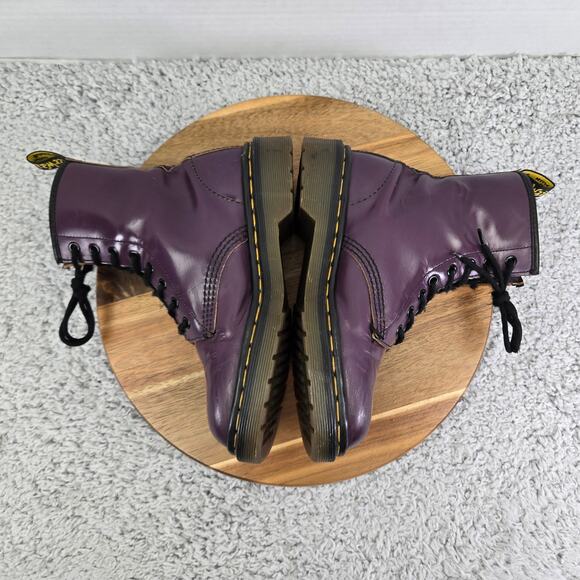 Vtg Dr. Martens Made in England 1460 Purple Leather Trench Combat Boot UK 3 US 5 - Picture 9 of 15